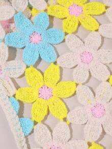 1条女士手工编织紫色花朵图案三角发带，优雅时尚，适合海滩度假、乡村风格、春夏穿着。 - 彩色 - 查看 5