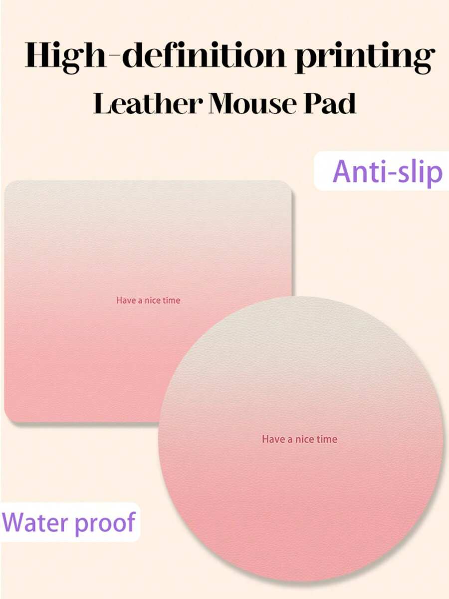 One Piece Of Gradient Pink Text Pattern PU Leather Mouse Pad, Laptop Desk Mat, Non-Slip, Washable, Stain Resistant, Suitable For Couples/Students/Offices/Study Spaces, Birthday Gift, Graduation Gift.