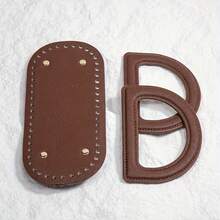 3pcs/Set DIY Handmade Woven Bag Accessories Kit, Faux Leather D-Shaped Handle + 22cm Bag Bottom, Black/Brown/Beige, Easy Hand-Sewing, For Home Craft Enthusiasts - Multicolor - View 11