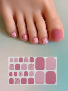 Nail Art Toe Stickers, Assorted Designs Including Glitter, Cartoon Hearts, Geometric Patterns, Solid Colors, Versatile Mixed Styles, Easy Application With Scraper - Multicolor - View 24