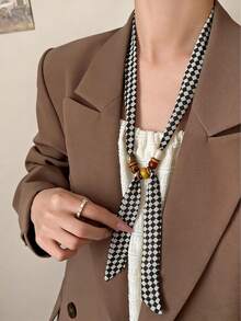 1 pieza Pañuelo de seda pequeño con estampado bohemio y cuentas - Accesorio multiusos para el cuello, coordinación de atuendos diarios/de trabajo/de fiesta, playa, vacaciones - Multicolor - Ver 1