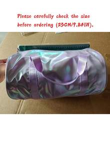 1pc Iridescent Shiny Large Capacity Travel Bag, Casual Sports Gym Bag, Handheld & Shoulder Strap, Suitable For Daily Use (Medium Size) - Pink 2 - View 6