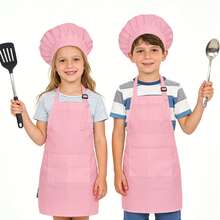 Bộ 2 tạp dề và mũ đầu bếp cho trẻ em, tạp dề trẻ em trai và gái có 2 túi điều chỉnh được, tạp dề vẽ tranh cho trẻ em, thích hợp cho lớp học nấu ăn, làm bánh, vẽ tranh, thủ công, nướng thịt, hoạt động DIY, tiệc tùng, dành cho trẻ từ 6-13 tuổi. - Nhiều màu - Xem 9