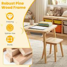 Sensory Table Kid's Table And Chairs Set With Detachable Double-Sided Tabletops - Natural - View 7