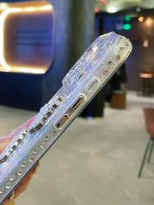 珍珠亮片蕾丝蝴蝶结水钻手机壳，适用于苹果17 Pro Max，兼容新款苹果17，韩版16 Pro Max，高端15 Pro硅胶保护套，兼容 14 Pro，全包覆15 - 白色 - 查看 3