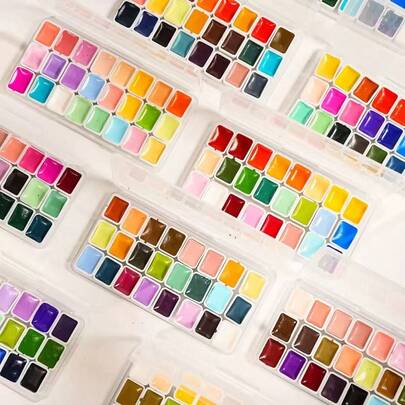 24-Color Plastic Solid Watercolor Set - Professional Artist Color Mixing Solid Watercolor Paints - Versatile Solid Color Watercolor Mineral Paints For Chinese Painting - Adult Art Supplies
