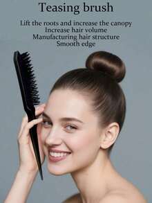 1-15件套梳子套装，男女通用猪鬃毛头发和胡须刷，专业美发梳，女孩发圈 - 多色 - 查看 10