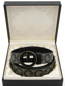 Vintage Men's Casual Dress Belt, High-Grade Polished Electroplated Alloy Automatic Buckle, Comfort Slimming Waist Support Belt, Wear-Resistant Classic Accessory, Ideal Gift For Gentlemen Daily Outfits - Multicolor - View 2