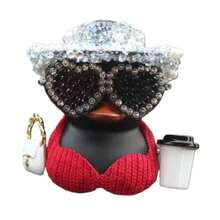 黑色菱形橡胶鸭汽车装饰 - 趣味办公礼物，酷炫仪表盘装饰，适用于汽车配件，黑色鸭身独特设计，耐用PVC材质，易于安装，强烈推荐，汽车装饰，汽车必备，可爱风格汽车配件，摩托车和自行车装饰 - 多色 - 查看 9