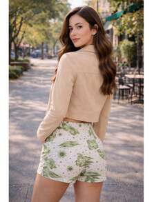 Women's Short Suede Style Jacket With Buttons - Chic Casual Fashion  2026 Premium - 米色 - 查看 3