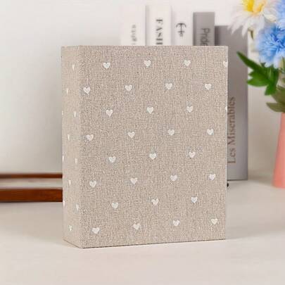 1Pc Photo Album With Heart-Shaped Design, Album For Collecting Idol Cards, Photo Album With Mirror Surface For Collecting Movie Tickets And Business Cards, Mini Album With Heart-Shaped Pendant, Available In White, Black, Pink And Blue,7x7 Inch/8x8 Inch/10x10 Inch DIY Scrapbook Album, Hard Cover Kraft Paper, Scrapbook Album, Wedding And Anniversary Family Memories, Linen Cover, Slip-In Photo Pockets, Suitable For Wedding, Family, Anniversary, Vacation, Gift, Birthday Gifts Graduation.