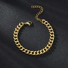 1pc Men's Stainless Steel Fashion Minimalist  Chain Bracelet - Silver - View 9