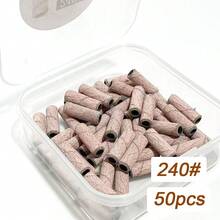 50 chiếc dây mài nhỏ, dây mài dùng cho máy mài móng, dũa móng tay 240 hạt mịn dùng cho móng acrylic, gel, làm móng tay và móng chân, màu hồng - Hồng - Xem 1