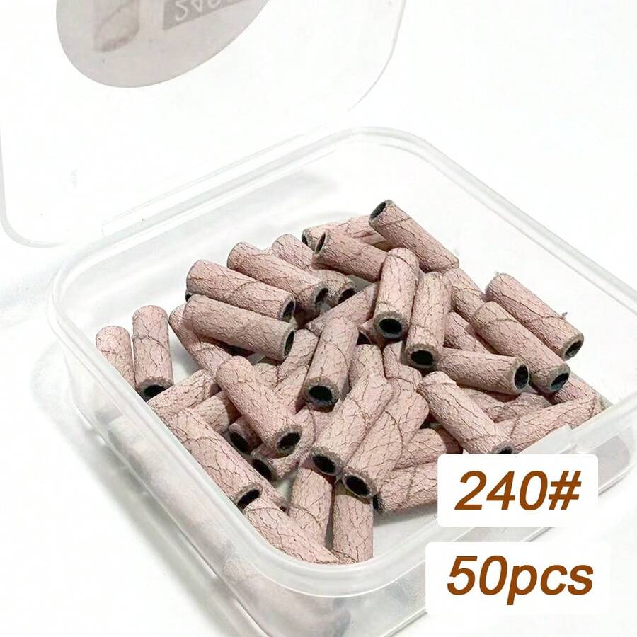 50 chiếc dây mài nhỏ, dây mài dùng cho máy mài móng, dũa móng tay 240 hạt mịn dùng cho móng acrylic, gel, làm móng tay và móng chân, màu hồng - Hồng - Xem 1