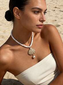 1 chiếc vòng cổ choker phong cách Boho với mặt dây chuyền hình sao biển, dây chuyền mặt dây chuyền điều chỉnh được, trang sức mùa hè cho kỳ nghỉ. - Nhiều màu - Xem 2