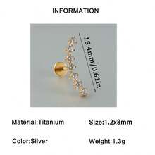 1PC G23 Titanium Solid Arc Moon Cartilage Earring Stud Lip Labret 4/5/7/11/9/11/16PCS Cubic Zirconia Paved Flat Back Internally Threaded Helix Ear Tragus Conch Lobe Earring 18k Golden Plated Piercing Jewelry Unsiex In Daily Life - vàng titan - Xem 15