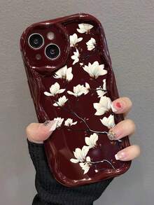 Ốp lưng điện thoại dày dặn, tối giản, chống sốc, in hình hoa lan phẳng, màu đỏ tía, viền gợn sóng, tương thích với iPhone 17/17 Pro/17 Pro Max, 16 XR/7/8, 15 Pro Max, 12 Pro Max, 13 Pro Max, 14 Pro Max, 13, 14, 11, 12P, 14, P11 Soft Shell, P12 Anti-Drop, XS, XR, 78P, 78GES2. - Nhiều màu - Xem 4