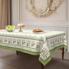 1pc Spring/Summer Theme Party Tablecloth, Green Decor, Daisy Floral Pattern, Multiple Sizes Available, Floral Design, European Countryside Style, Suitable For Home, Kitchen, Wedding, Party, Dining Table, Outdoor Events, Gifts. Easy-To-Clean Polyester Material - Multicolor - View 4