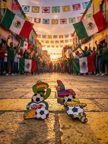 Bộ 1/4 huy hiệu bóng đá Mexico bằng acrylic, kết hợp văn hóa truyền thống Mexico với các yếu tố bóng đá, món quà lưu niệm hoàn hảo cho World Cup Mexico. - Mexico - Xem 3