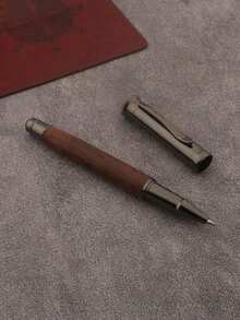 1pc Wooden Goewen Gray Office & Business Ballpoint Pen, Smooth Writing, Showcasing Quality Elegance - Ebony Gray - View 5