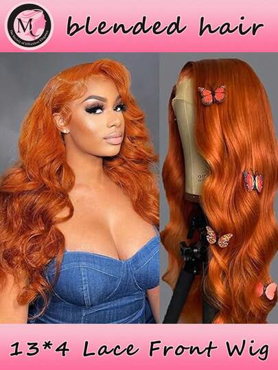 Blended Hair Is Made From Human Hair Mixed With Synthetic Fibers And Protein Filaments Short Body Wave Wig Glueless Short Wavy Bob Wigs 13x4 Frontal Lace Side Part Loose Wave Wigs For Women Shoulder Length Curly Synthetic Wig Lace Part Hair 180% Density
