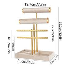 1 Giá trưng bày trang sức 3 tầng, giá đựng dây chuyền bằng kim loại phủ nhung, giá treo đa năng dùng để đựng dây chuyền, vòng tay, bông tai, nhẫn. - Nhiều màu - Xem 9