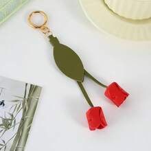 Llavero de flor de tulipán de cuero PU - Lindo accesorio de bolso con forma de flor, accesorio estético minimalista para mujeres y niñas, accesorios de bolso, regalos para maestros, accesorios rojos, regalos de festival, graduación, regalos de apreciación a maestros, regalos de cumpleaños, regalos para madres, regalos del Día de la Madre - Rojo - Ver 6