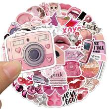 55 piezas Conjunto de pegatinas de chicas cool del centro de la ciudad en estilo Y2K de color rosa, pegatinas retro de disco, estrella, lazo, estética de los años 2000 para manualidades DIY, decoración de planificadores, portátiles, botellas de agua, patinetas, regalos para fiestas de adolescentes - Multicolor - Ver 6