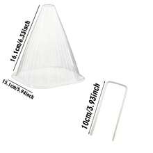 Bộ 150 món bọc bảo vệ cây trồng, bao gồm 50 tấm bọc cây con trong suốt, 100 cọc cắm đất, nhà kính mini dày dặn có thể tái sử dụng, thích hợp cho vườn ươm, chống chim và chống sương giá. - A - Xem 4