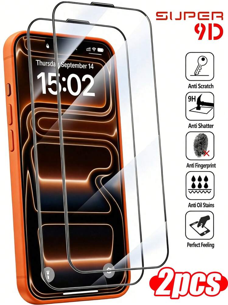 2片装超高清9D全屏钢化玻璃屏幕保护膜 - 适用于 17 Pro Max/17 Pro/17 Air/17e、16 Pro Max/16 Pro/16 Plus/16e、15 Pro Max/15 Pro/15 Plus/15、14/13/12/11/X系列及更多型号 - 2個 - 查看 15