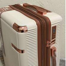 High-Quality Carry-On Suitcase, 4-Piece Double-Wheel Design, 360-Degree Rotating Wheels, 8kg Capacity. - màu be với màu nâu - Xem 3