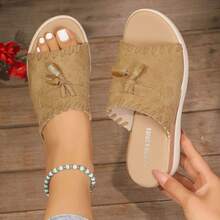 2026 New Fashion Tassel Thick Sole Slip-On Slippers, Comfortable Home Wear Sandals For Summer - Beige - View 13