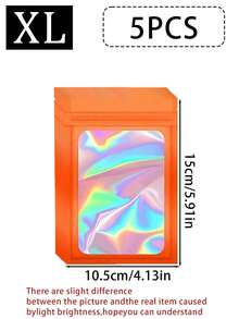 100/50/20/5pcs Reusable Ziplock Bags, Various Sizes Reusable Ziplock Bags, Transparent Holographic PVC Jewelry Bags, Colorful Plastic Aluminum Foil Bags, Multiple Sizes And Colors Available - Multicolor - View 31