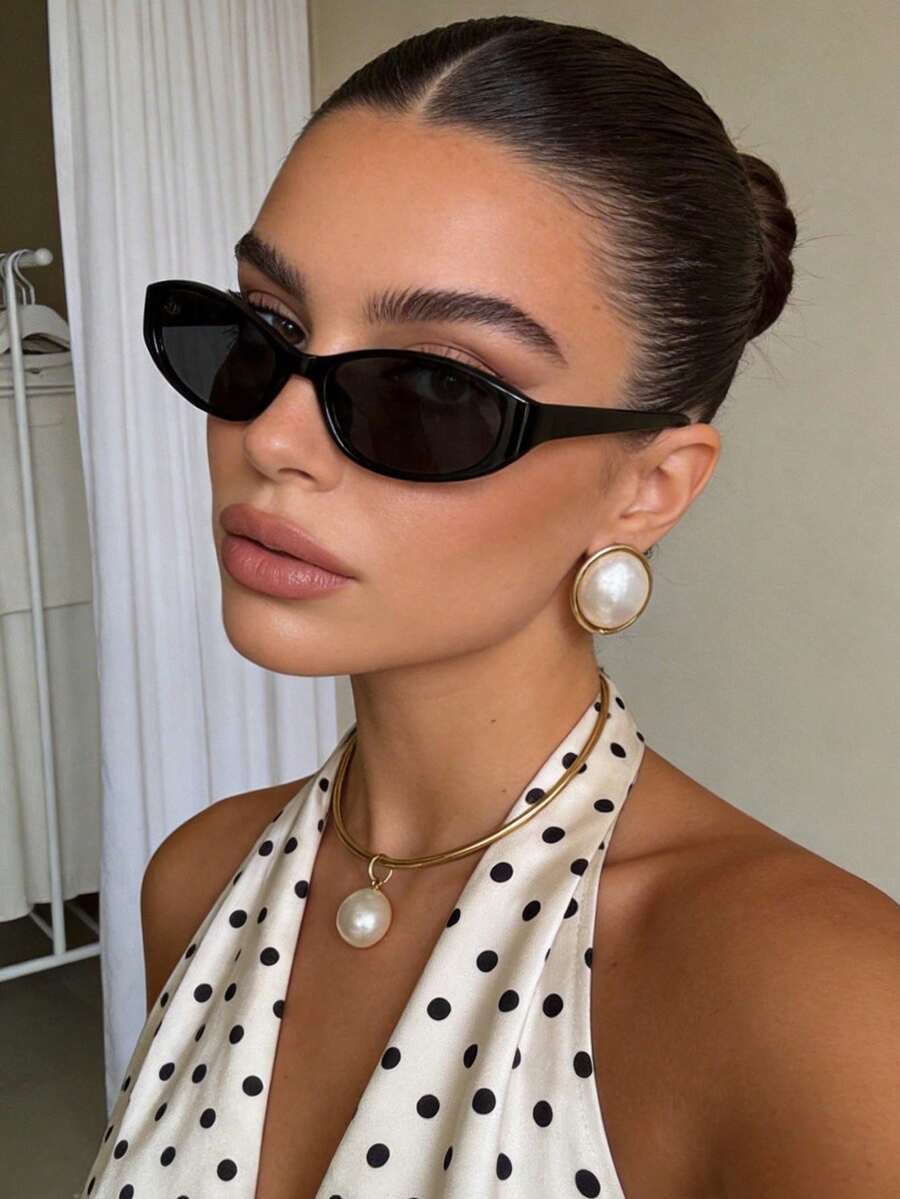 1pc Retro Small Frame Women's Fashion Glasses, Personalized Glasses For Outdoor Travel Beach Accessories