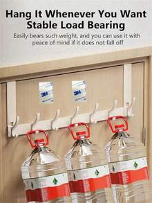 1pc Space-Saving Over-The-Door Hook, Multi-Hook Design, Suitable For Bathroom, Kitchen, Living Room And Bedroom, Wall-Mounted Coat Rack, No-Drill Installation, Multi-Purpose Hook, Multi-Functional Storage Tool - Multicolor - View 6
