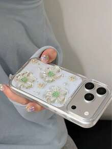 Ốp lưng điện thoại họa tiết hoa 3D trong suốt mùa xuân hè cho iPhone 17 Pro/17 Pro Max, vỏ bảo vệ bằng silicon mềm mại, tương thích với iPhone 14/17/17 Pro/17 Pro Max. - Trong sáng - Xem 2