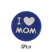 5 pièces Perles rondes en silicone "J'AIME MAMAN", accessoires de bijouterie pour la Fête des Mères, convient pour les bracelets DIY, les colliers, les charms de téléphone, la décoration de sacs, des cadeaux artisanaux créatifs pour la mère et la famille - Multicolore - Voir 12