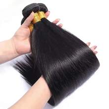 12A级巴西直发原生发束,未经加工的真人发接发,长度14-32英寸,双层缝制 - Natural Black - 查看 8