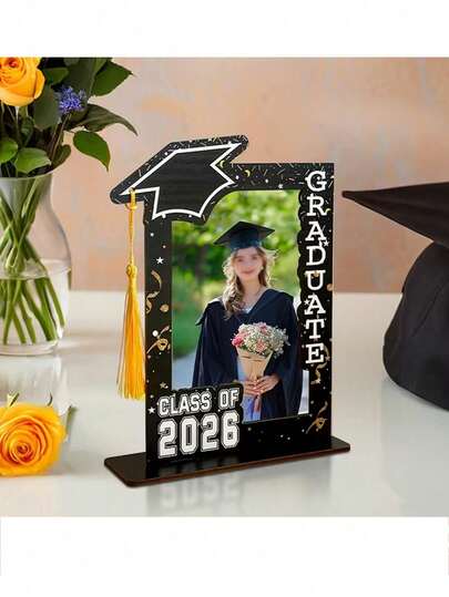 3个黑色/白色/蓝色毕业相框 - 带有励志语录，2026届毕业纪念品，毕业相框，学校毕业派对桌面装饰，适合放置毕业照片，完美的毕业派对装饰和纪念礼物