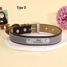 Customized Reflective Pet Collar With Engraved Text, Leather Dog Leash For Small/Medium/Large Dogs, Cat & Dog Neck Strap - Reflective Strip Pet Collar - View 12