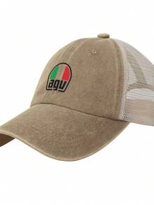 Agv New Printed Breathable Leisure Washed Denim Mesh Baseball Cap - 卡其色 - 查看 1