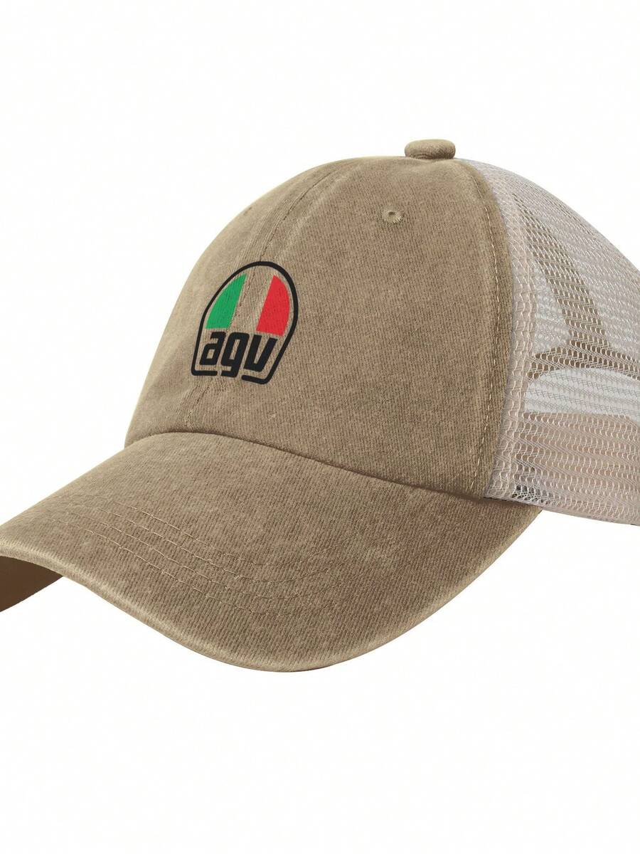 Agv New Printed Breathable Leisure Washed Denim Mesh Baseball Cap - 卡其色 - 查看 1