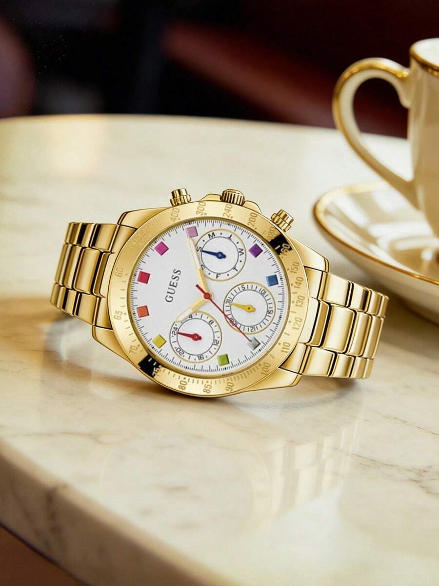 Guess Elegant Women's Quartz Watch With Rhinestones, Luxury Classic Analog Wristwatch, Fashion Accessory & Gift For Her - GW0457L1 - Gold - View 1