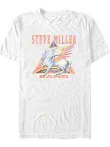 Camiseta de manga corta blanca a la moda, con diseño único de caballo y texto llamativo - Camiseta casual de cuello redondo, con un colorido patrón de caballo alado en rosa y naranja, perfecta para salidas de verano y uso diario. - Blanco - Ver 2