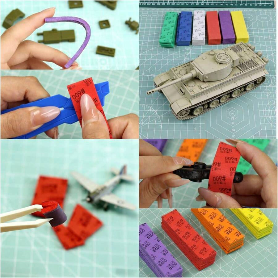 400# 7x6片模型人偶抛光砂纸，干/湿两用海绵砂纸，适用于手工模型、陆地模型、海洋模型、航空模型、人偶和汽车模型的打磨抛光。 - 彩色 - 查看 1