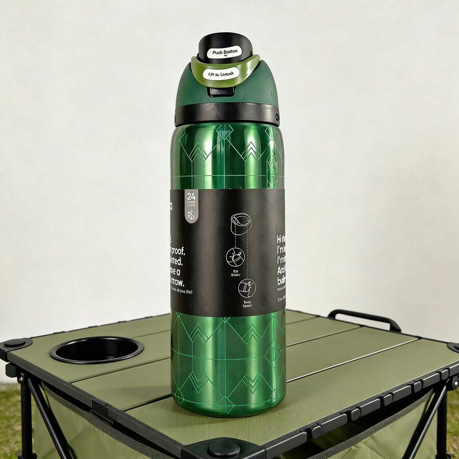 Owal'aWater Bottle 32oz,Multiple Colors Are Available,With Straw,Heat Preservation Time More Than 24 Hours, Cold And Hot Water Can Be Insulated, Can Make Coffee, Frozen Drinks, Beautiful Appearance, Exquisite Workmanship, Suitable For Camping, Work, Indoor Use. - Elphaba-32oz - 查看 1