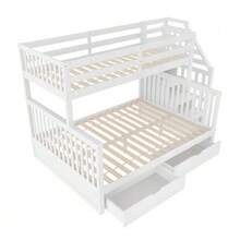 90 X 200 Over 140 X 200 Bunk Bed With Drawers, Storage Space, Without Mattress, Multifunctional, White - White + Pine + 140cm*200cm - View 5