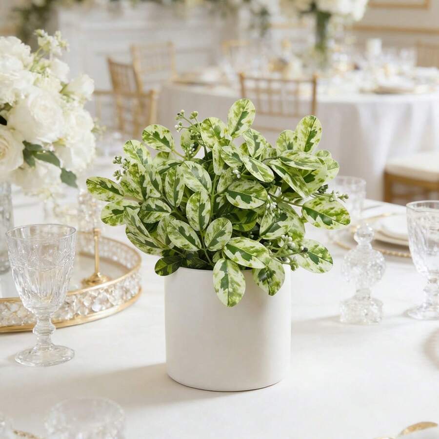 Artificial Plants Table Centerpiece Plastic Fake Eucalyptus Stems For Living Room Shelf Home Office Decor - Light Green - View 1