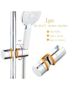 Universal Shower Head Holder - Adjustable Sliding Bar Bracket With Orange Grip Ring, Clamp-On Shower Slider For 18-25mm Shower Rails, Tool-Free Installation Bathroom Accessory - Orange - View 7