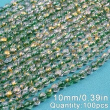 Hạt nhựa rỗng 10mm, hạt thủy tinh tròn, hạt đệm dùng để làm đồ trang sức DIY, vòng tay, dây chuyền. - Những hạt lá vàng lấp lánh - Xem 9